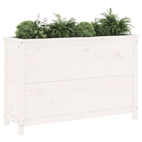 Plantenbak verhoogd 119,5x40x78 cm massief grenenhout wit - AllerleiShop