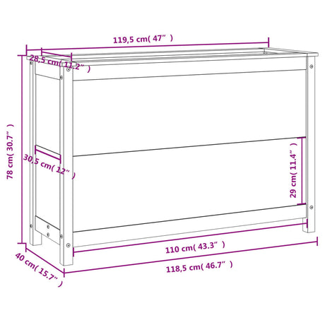 Plantenbak verhoogd 119,5x40x78 cm massief grenenhout wit - AllerleiShop