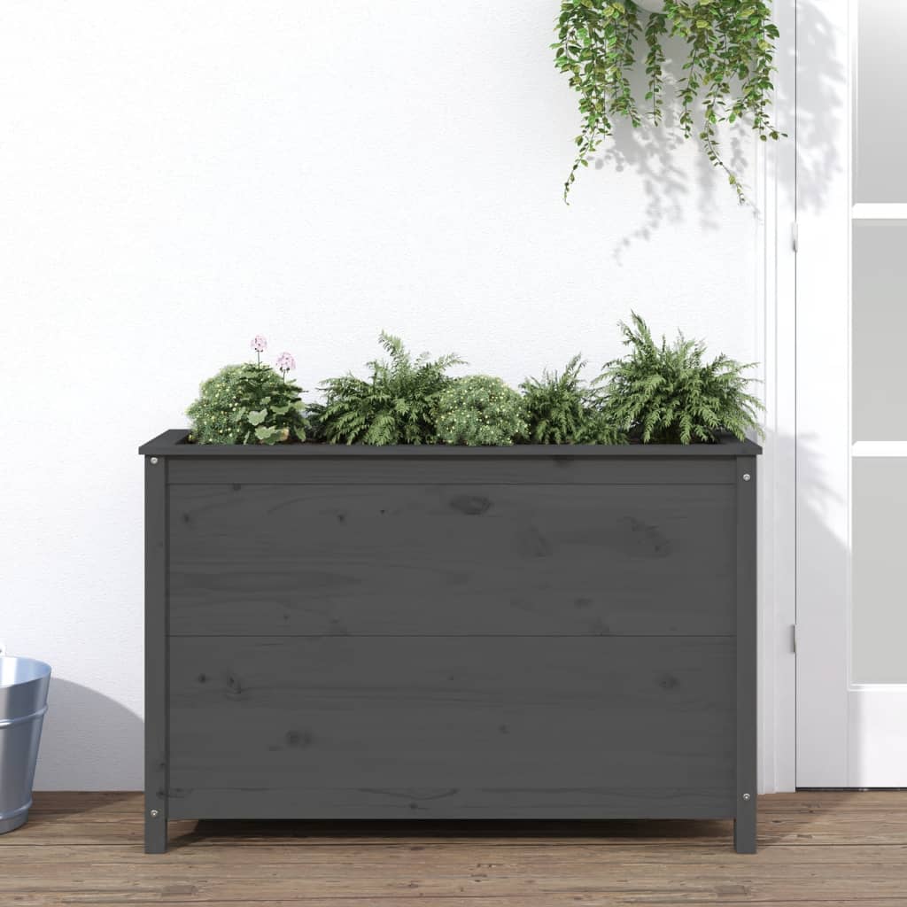 Plantenbak verhoogd 119,5x40x78 cm massief grenenhout grijs - AllerleiShop