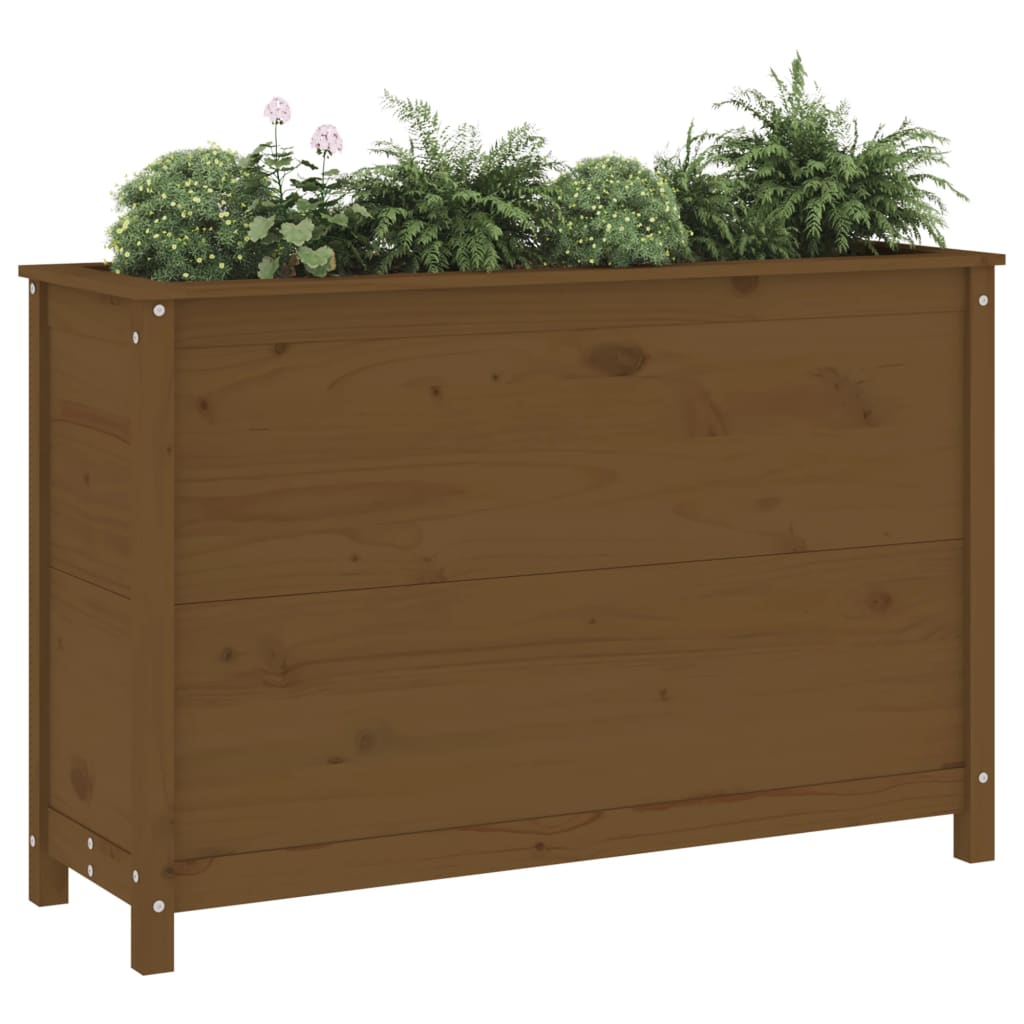 Plantenbak verhoogd 119,5x40x78 cm massief grenen honingbruin - AllerleiShop