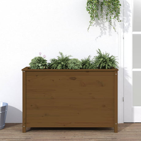 Plantenbak verhoogd 119,5x40x78 cm massief grenen honingbruin - AllerleiShop