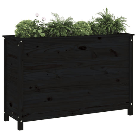 Plantenbak verhoogd 119,5x40x78 cm massief grenenhout zwart - AllerleiShop