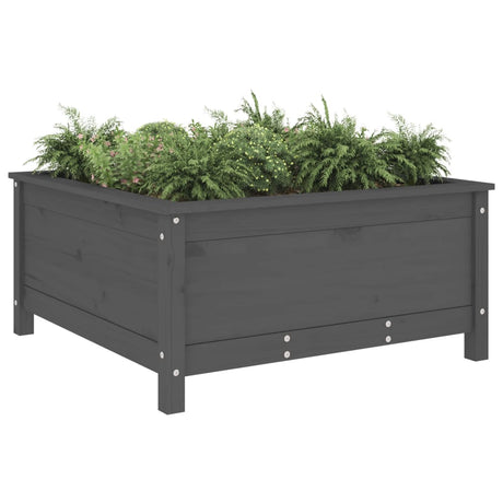 Plantenbak 82,5x82,5x39 cm massief grenenhout grijs - AllerleiShop