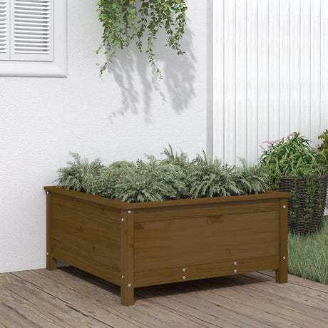 Plantenbak 82,5x82,5x39 cm massief grenenhout honingbruin - AllerleiShop