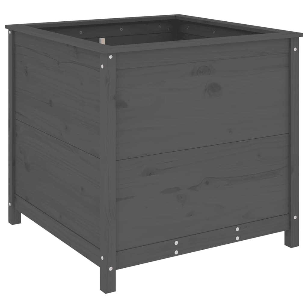 Plantenbak 82,5x82,5x78 cm massief grenenhout grijs - AllerleiShop