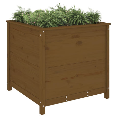 Plantenbak 82,5x82,5x78 cm massief grenenhout honingbruin - AllerleiShop