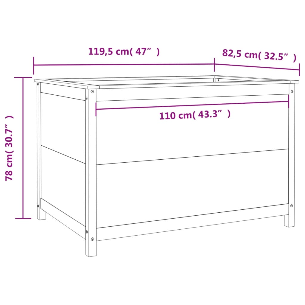 Plantenbak verhoogd 119,5x82,5x78 cm massief grenenhout - AllerleiShop