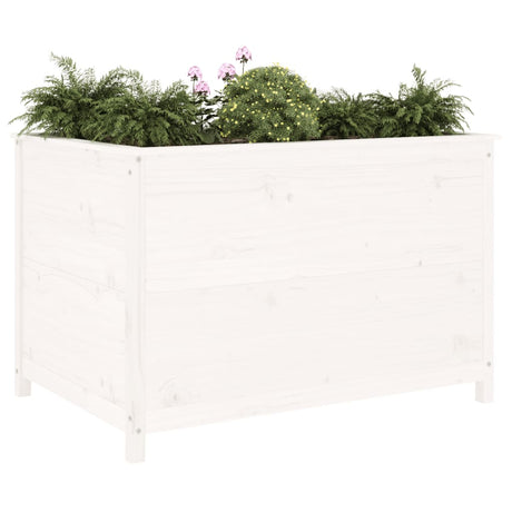 Plantenbak verhoogd 119,5x82,5x78 cm massief grenenhout wit - AllerleiShop