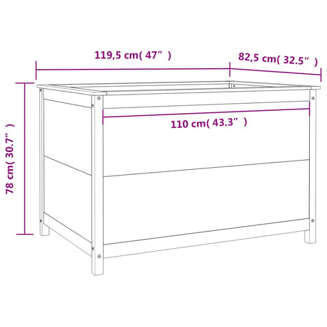 Plantenbak verhoogd 119,5x82,5x78 cm massief grenenhout wit - AllerleiShop