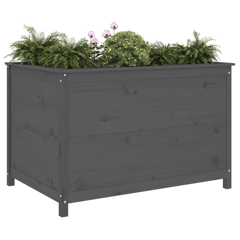 Plantenbak verhoogd 119,5x82,5x78 cm massief grenenhout grijs - AllerleiShop