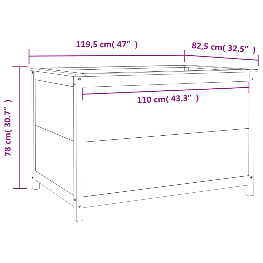 Plantenbak verhoogd 119,5x82,5x78 cm massief grenenhout grijs - AllerleiShop