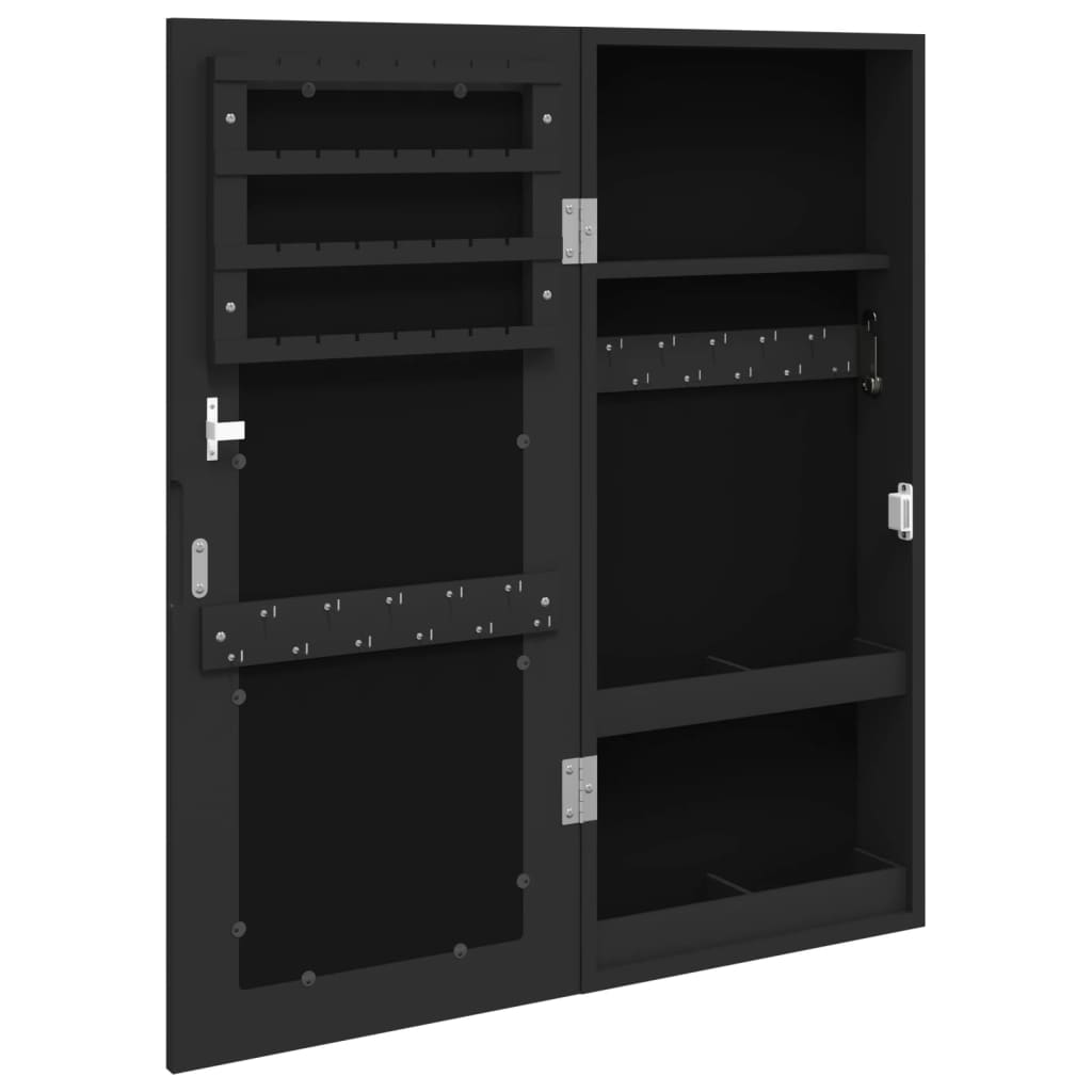 Sieradenkast met spiegel wandgemonteerd 30x8,5x67 cm zwart - AllerleiShop