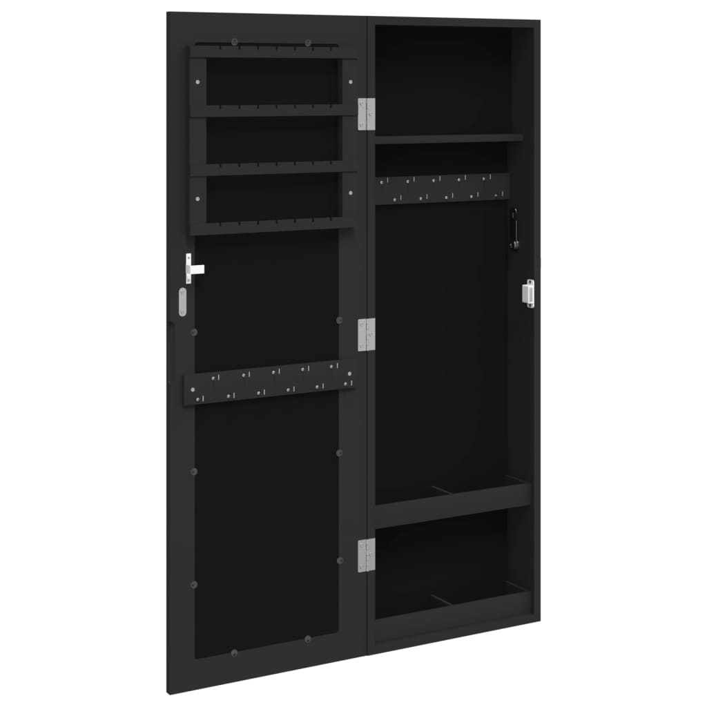 Sieradenkast met spiegel wandgemonteerd 30x8,5x90 cm zwart - AllerleiShop