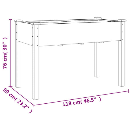 Plantenbak met voering 118x59x76 cm massief vurenhout - AllerleiShop