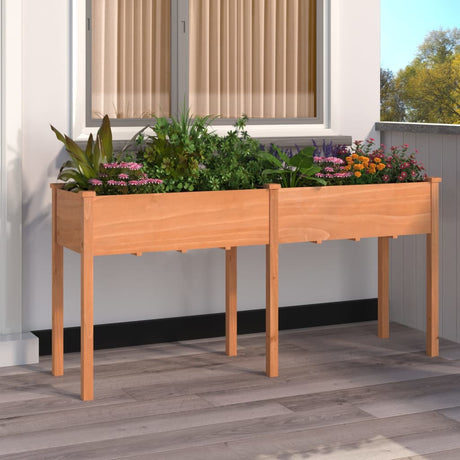 Plantenbak met voering 161x45x76 cm massief vurenhout bruin - AllerleiShop