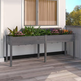 Plantenbak met voering 203x53x76 cm massief vurenhout grijs - AllerleiShop