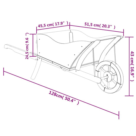 Plantenbak kruiwagen 128x45,5x43 cm massief vurenhout - AllerleiShop