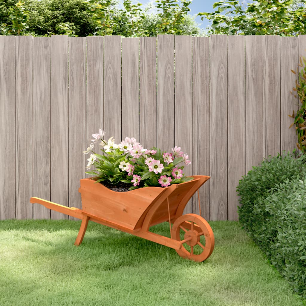 Plantenbak kruiwagen 128x45,5x43 cm massief vurenhout - AllerleiShop