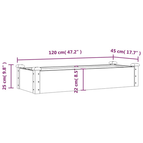 Plantenbak verhoogd met voering 120x45x25 cm massief vurenhout - AllerleiShop