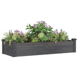 Plantenbak verhoogd met voering 120x45x25 cm vurenhout grijs - AllerleiShop