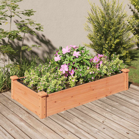 Plantenbak verhoogd met voering 120x60x25 cm vurenhout bruin - AllerleiShop