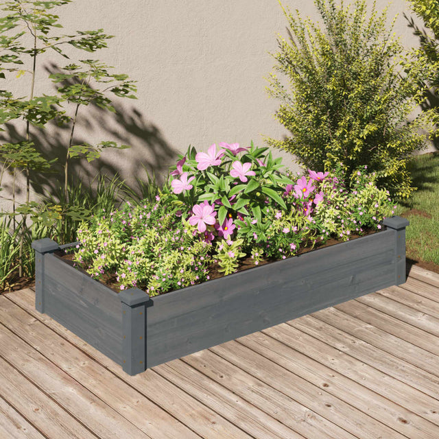 Plantenbak verhoogd met voering 120x60x25 cm vurenhout grijs - AllerleiShop