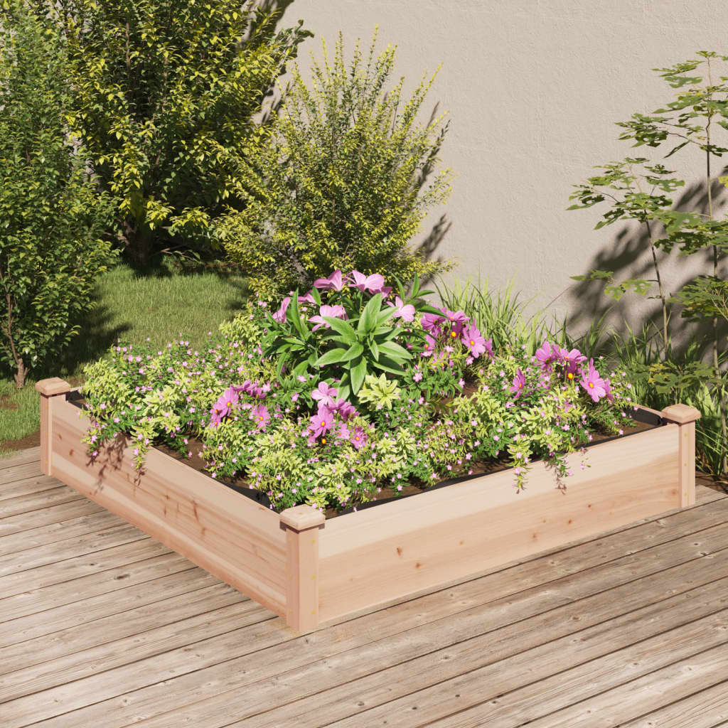 Plantenbak verhoogd met voering 120x120x25 cm massief vurenhout - AllerleiShop