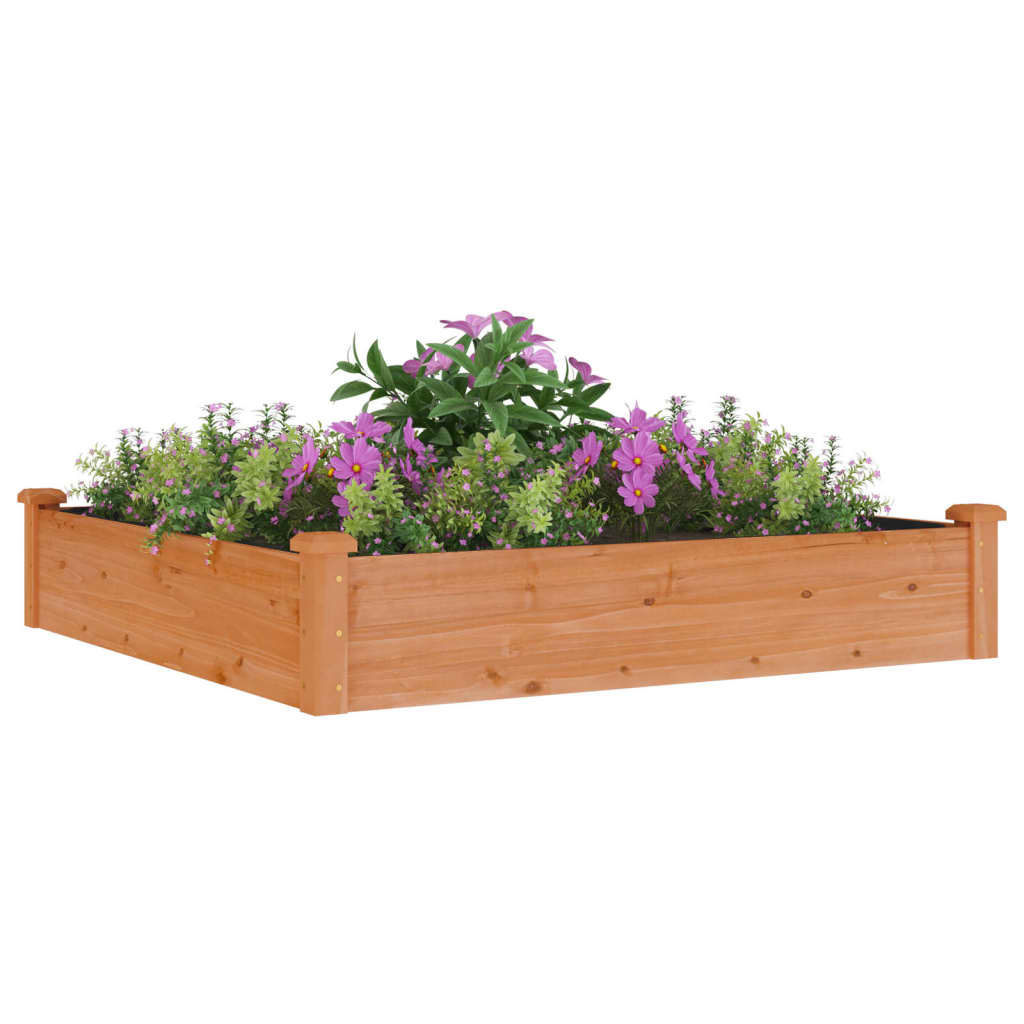 Plantenbak verhoogd met voering 120x120x25 cm vurenhout bruin - AllerleiShop