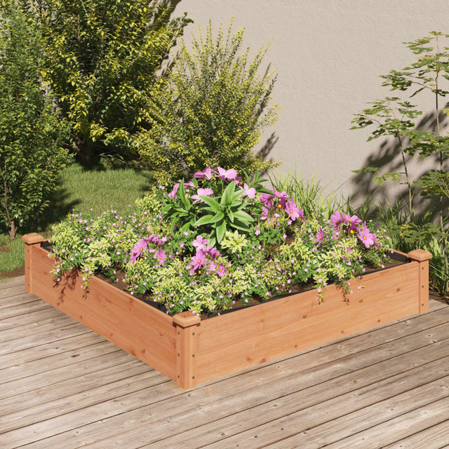 Plantenbak verhoogd met voering 120x120x25 cm vurenhout bruin - AllerleiShop