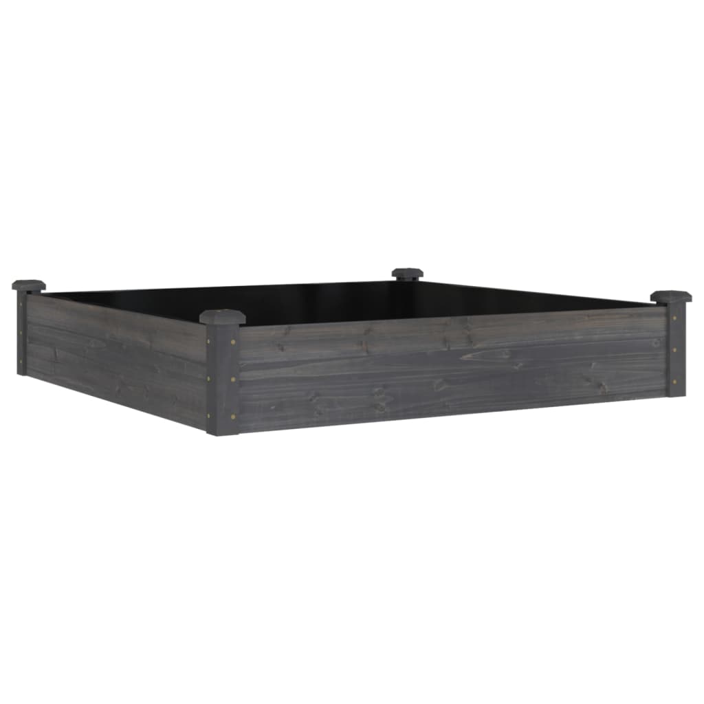 Plantenbak verhoogd met voering 120x120x25 cm vurenhout grijs - AllerleiShop