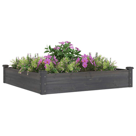 Plantenbak verhoogd met voering 120x120x25 cm vurenhout grijs - AllerleiShop