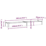 Plantenbak verhoogd met voering 240x45x25 cm vurenhout grijs - AllerleiShop