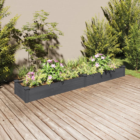 Plantenbak verhoogd met voering 240x45x25 cm vurenhout grijs - AllerleiShop