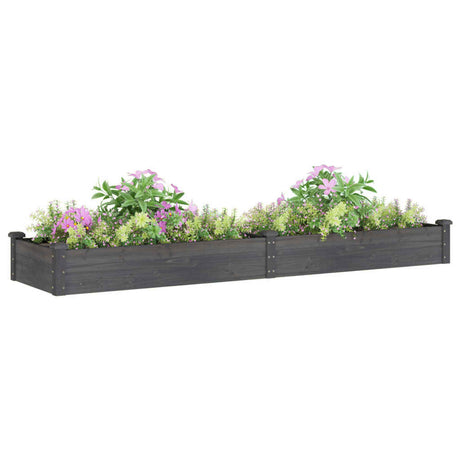 Plantenbak verhoogd met voering 240x60x25 cm vurenhout grijs - AllerleiShop