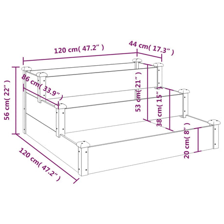 Plantenbak verhoogd met voering 120x120x56 cm massief vurenhout - AllerleiShop