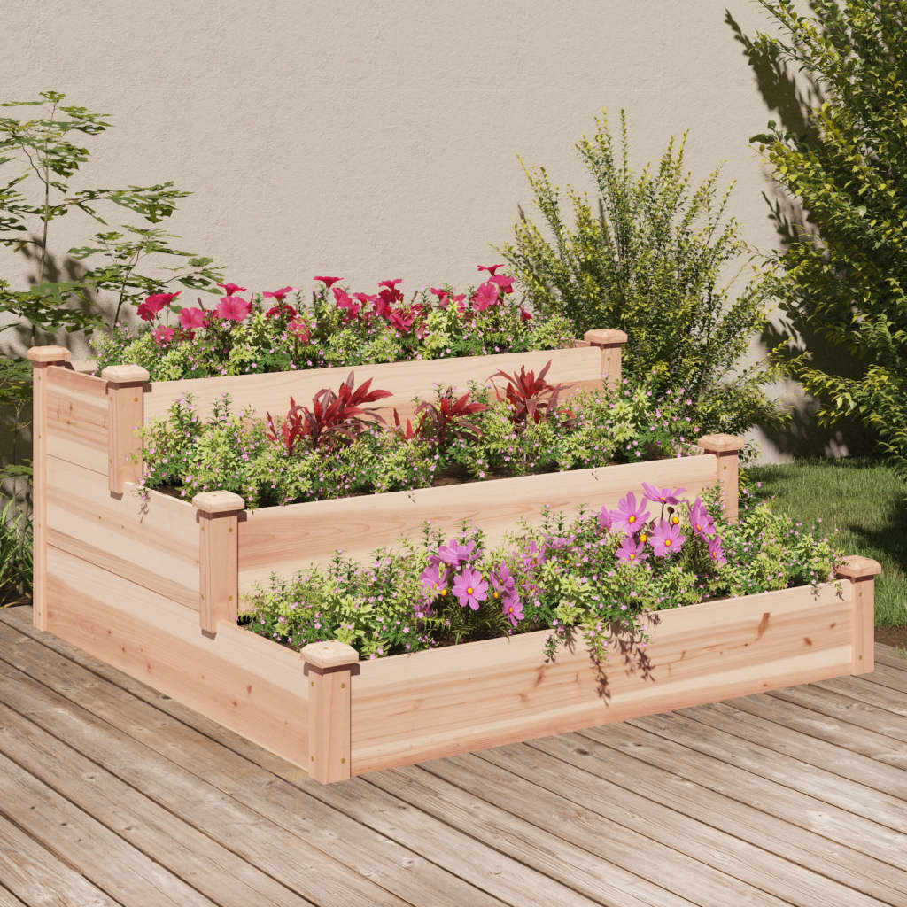 Plantenbak verhoogd met voering 120x120x56 cm massief vurenhout - AllerleiShop