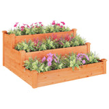 Plantenbak verhoogd 120x120x56 cm massief vurenhout bruin - AllerleiShop