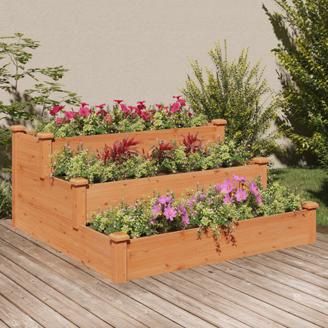 Plantenbak verhoogd 120x120x56 cm massief vurenhout bruin - AllerleiShop