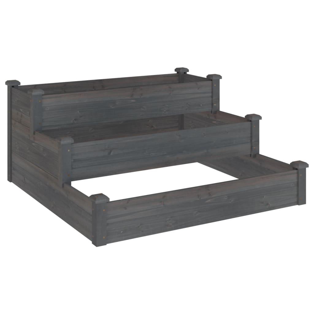 Plantenbak verhoogd 120x120x56 cm massief vurenhout grijs - AllerleiShop