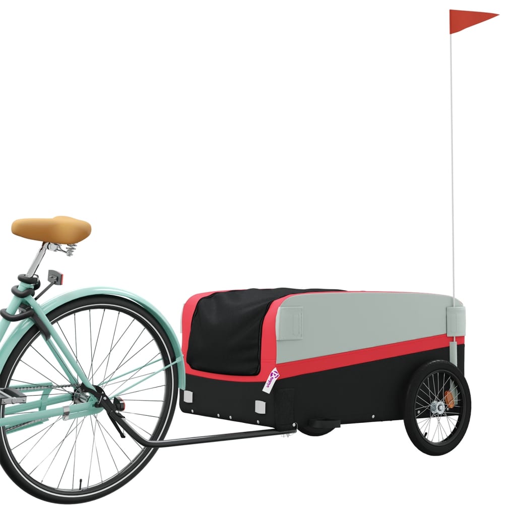 Fietstrailer 45 kg ijzer zwart en rood