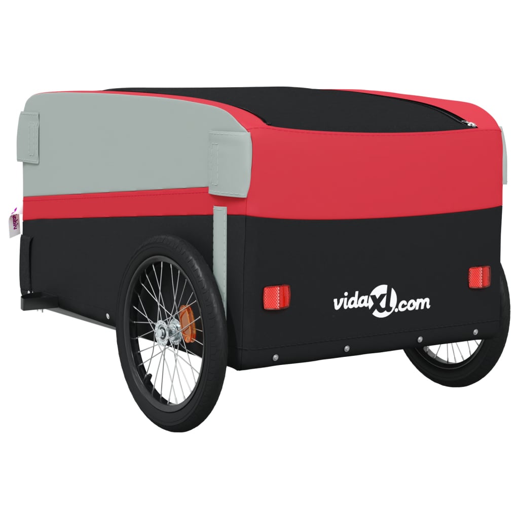 Fietstrailer 45 kg ijzer zwart en rood