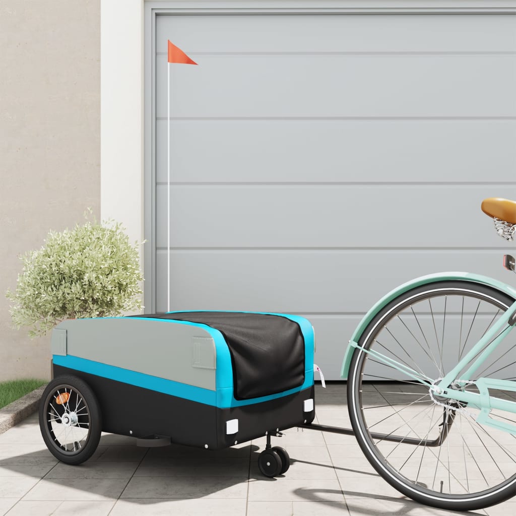 Fietstrailer 45 kg ijzer zwart en blauw - AllerleiShop