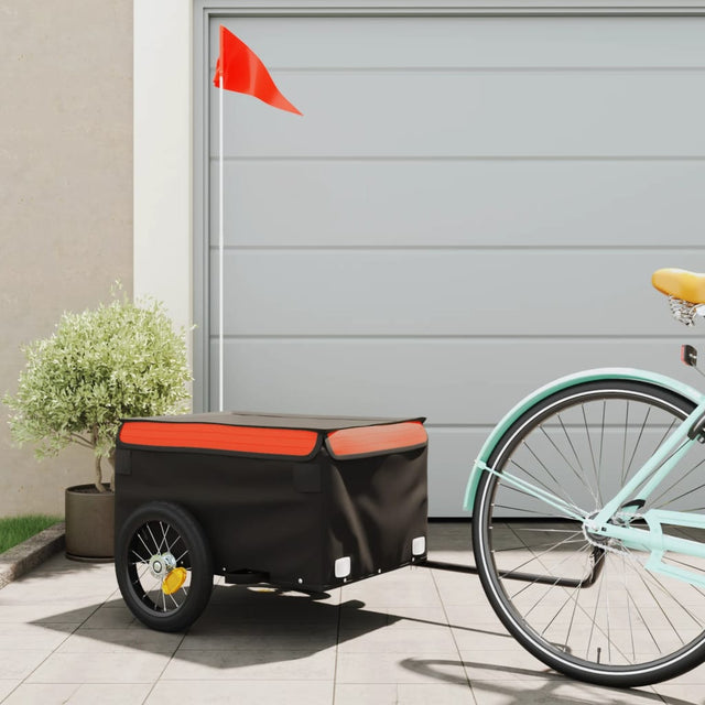 Fietstrailer 30 kg ijzer zwart en oranje - AllerleiShop