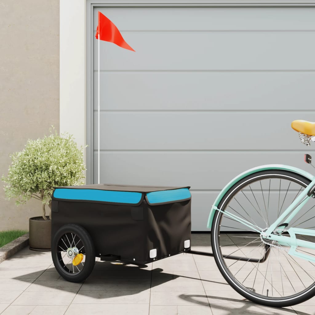 Fietstrailer 30 kg ijzer zwart en blauw