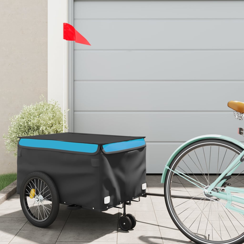 Fietstrailer 30 kg ijzer zwart en blauw - AllerleiShop