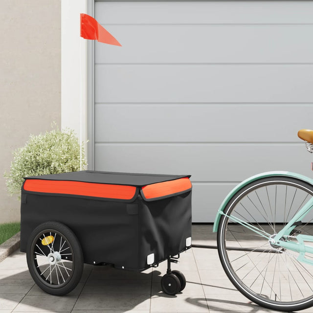 Fietstrailer 45 kg ijzer zwart en oranje - AllerleiShop