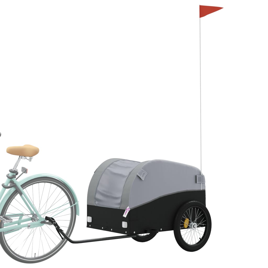 Fietstrailer 45 kg ijzer zwart en grijs - AllerleiShop