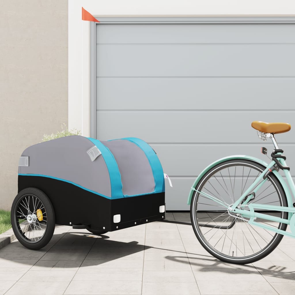 Fietstrailer 45 kg ijzer zwart en blauw - AllerleiShop