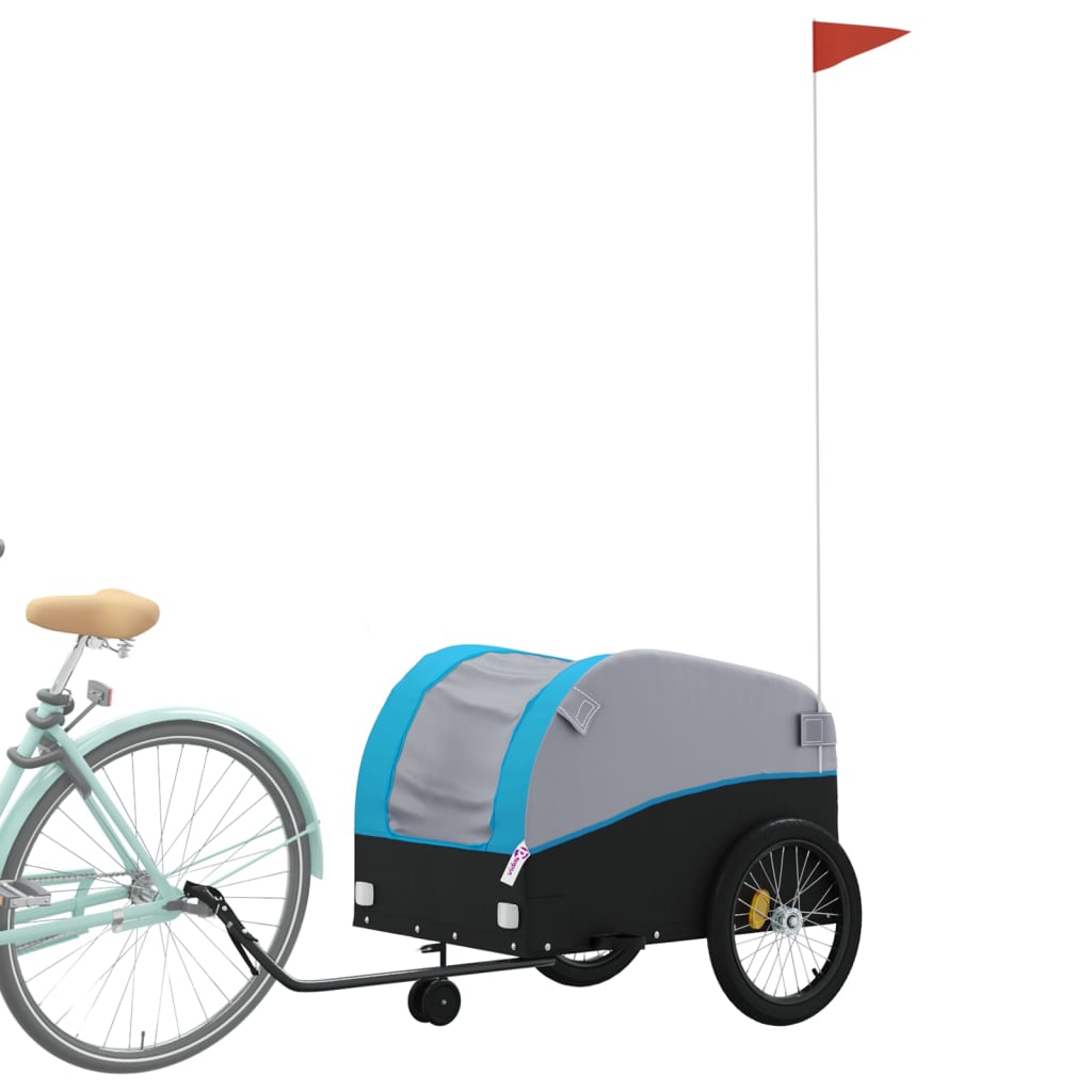 Fietstrailer 45 kg ijzer zwart en blauw