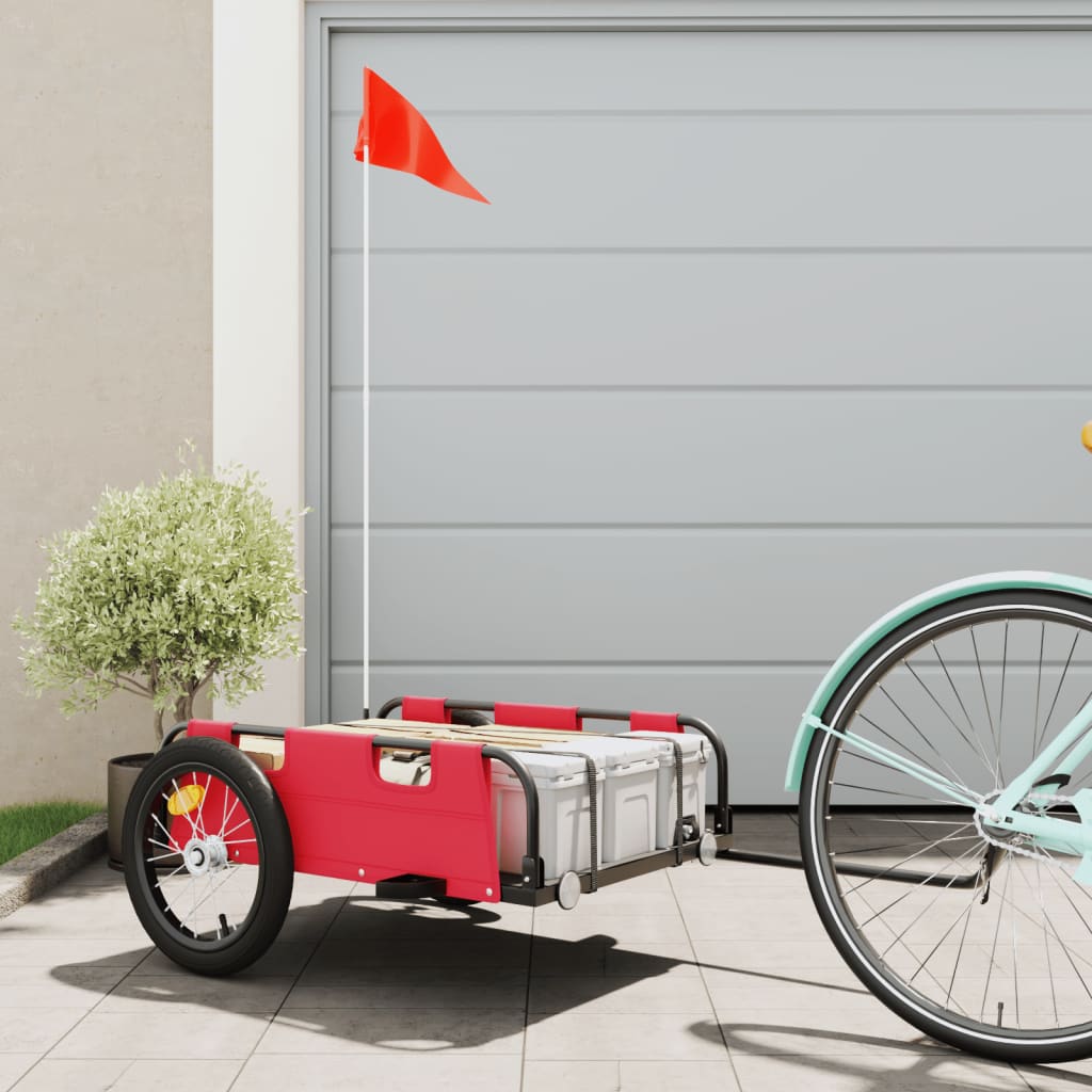 Fietstrailer oxford stof en ijzer rood